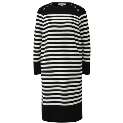 Abbildung von s.Oliver Gestreiftes Strickkleid mit Schulterknöpfen schwarz 34