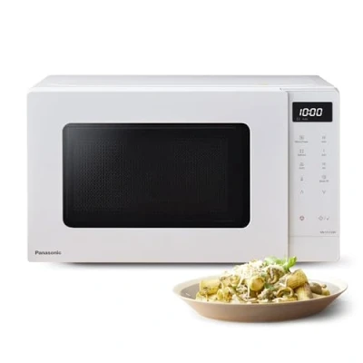 Abbildung von Panasonic NN ST21QWEPG 20L Solo Mikrowelle mit Drehteller, 800 W, automatisches Auftauen, 11 Automatikprogramme, LED Anzeige, 5 Leistungsstufen, digitaler Timer, Weiß