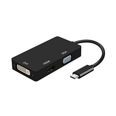 Abbildung von AISENS Konverter USB C auf DVI/HDMI/VGA, C/M DVI/H HDMI/H VGA/H, Schwarz, 15 cm