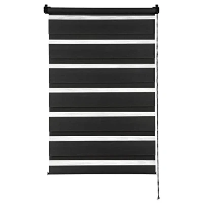 Abbildung von GARDINIA Doppelrollo zum Klemmen oder Kleben, Duo Rollo ohne Bohren, Seitenzugrollo, Transparente und blickdichte Streifen, Mocca, 60 x 150 cm