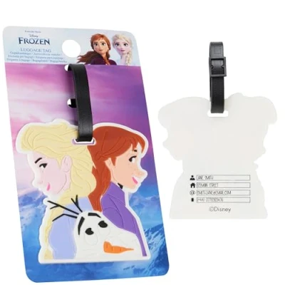 Abbildung von Disney Kofferanhänger für Flugreisen &amp; Kreuzfahrten, Luggage Tag mit Adresse Name Stitch Travel Essentials (Mehrfarbig Eiskönigin)