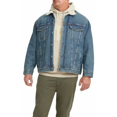 Abbildung von Levi&#039;s Plus BIG Trucker Jeansjacke, Herren, Größe: 3XL, Blue denim
