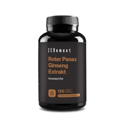 Abbildung von Roter Panax Ginseng Extrakt, 2375 mg (30% Ginsenoside) echter koreanischer 120 Kapseln Laborgeprüft, Vegan Zenement