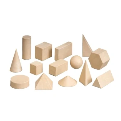 Abbildung von 14 Geometrische Figuren Körper Set 1. 4. Klasse aus stabilem zertifiziertem RE Wood® Made in Germany