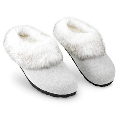 Abbildung von DUNLOP Hausschuhe Damen Plüsch, Pantoffeln mit Anti Rutsch Sohle, 37 41 (41 EU, Grau, numeric_41)