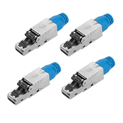 Abbildung von kwmobile 4X CAT 8 RJ45 Netzwerkstecker mit Zugentlastung geschirmt werkzeuglos LAN Netzwerkkabel Stecker Steckverbinder