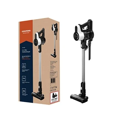 Abbildung von GRUNDIG VCP 4130 2 in 1 Akku Stielstaubsauger, Saugkraftstufen, 110 Watt Motor, 21, 6 Volt Li Ion Akku, 550 ml Staubaufnahmevolumen, bis zu 45 Minuten Betriebszeit, 80 Dezibel, Weiß / Schwarz