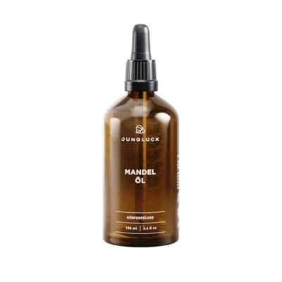 Abbildung von JUNGLÜCK Mandelöl BIO kaltgepresst 100ml Vegan 100% rein, natürliches Öl pflegt besonders trockene Haut reichhaltig Hautschützend dank Vitamin E intensive Pflege für Gesicht, Haare und Körper