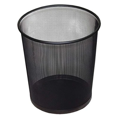 Abbildung von D.RECT Papierkorb Büro 12L Abfalleimer, aus Drahtgeflecht Mülleimer, Papiereimer Metall Büroeimer Mesh Runder, Schwarz