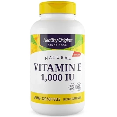 Abbildung von Healthy Origins, Natürliches Vitamin E, 1.000 IU, 120 Weichkapseln, glutenfrei, ohne Gentechnik