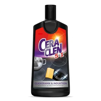 Abbildung von Ceraclen Reiniger &amp; Pfleger für Glaskeramik und Induktionskochfeld sowie Edelstahl Reinigung, Glanz Pflege 1 x 200 ml
