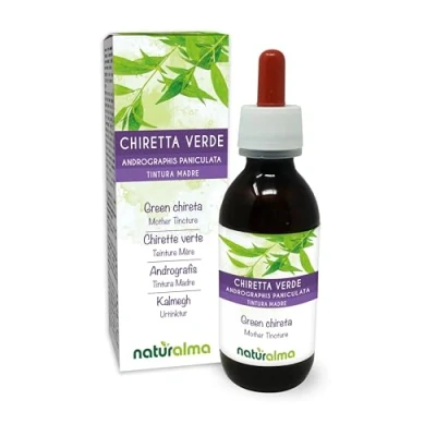 Abbildung von Kalmegh oder Grüne Chiretta (Andrographis paniculata) Spitzen Alkoholfreier Urtinktur Naturalma Flüssig Extrakt Tropfen 120 ml Nahrungsergänzungsmittel Veganer