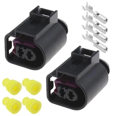 Abbildung von Create idea 2 Sets Loch Gehäuse Buchse mit Klemmen Gummidichtungen 4D0971992 Kompatibel VW Golf Audi A3 A4 A6 Q5 Hupe Stecker