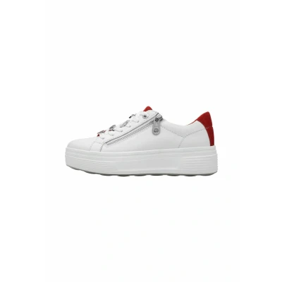 Abbildung von Tamaris COMFORT Damen Plateau Sneaker mit Reißverschluss Low Top, Weiß (White/Red), 39 EU
