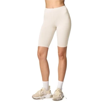 Abbildung von Merry Style Damen Shorts Kurze Leggings Bequeme Radlerhose aus Viskose MS10 145 (Ecru, XL)
