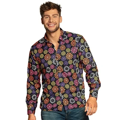 Abbildung von Boland Hemd Flower Power, für Herren, Shirt, Oberteil, Erwachsene, Blumenhemd, Hawaiihemd, Hippie, 70er Jahre, Mottoparty, Karneval, Schlagermove, Verkleidung, Kostüm