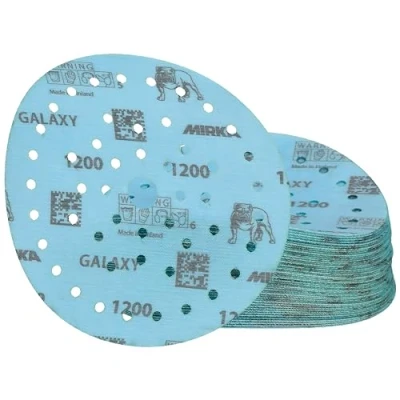 Abbildung von Mirka Galaxy Epoxid Schleifpapier 150mm Klett Korn 1200 zum Schleifen von Epoxidharz, Holz, Epoxy, Rivertable / 50 Stk Schleifscheiben
