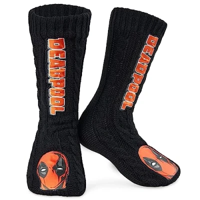 Abbildung von Marvel Kuschelsocken Herren Avengers Winter Socken Jungen Teenager Anti Rutsch (Schwarz/Rot)