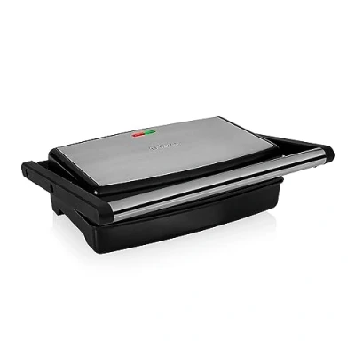 Abbildung von Tristar Kontaktgrill GR 2859 Grillfläche 27,5 x 18 cm 1500 Watt bis 180 aufklappbar, Silber/Schwarz