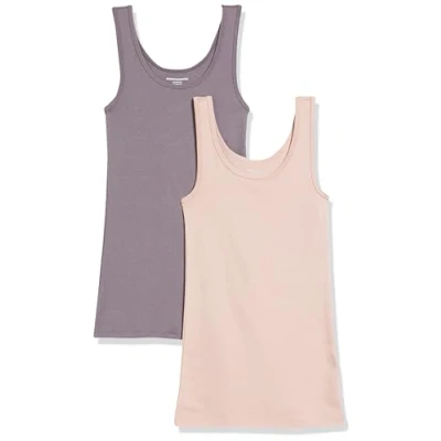 Abbildung von Amazon Essentials Damen Tanktop schlanke Passform, 2er Pack, Mauve/Zartrosa, XXL