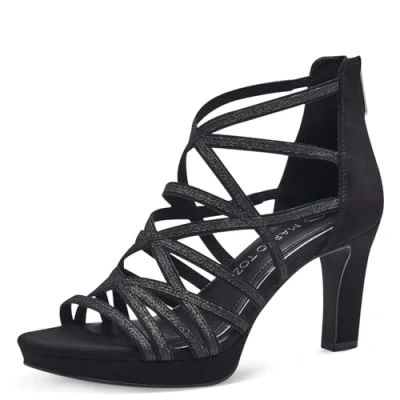 Abbildung von MARCO TOZZI Damen Sandalen mit Absatz Glitzer Vegan, Schwarz (Black comb), 39 EU