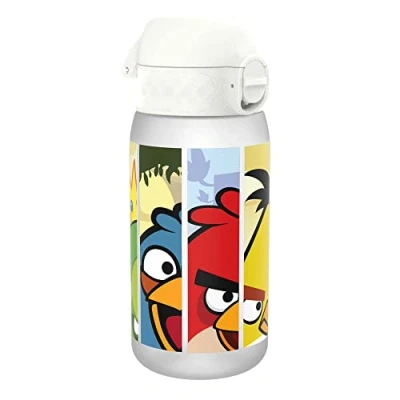 Abbildung von ION8 Kinder Trinkflasche, 350ml, Auslaufsicher, Einhandöffnung, Sichere Verriegelung, Spülmaschinenfest, BPA frei, Tragegriff, Klappdeckel, Leicht zu Reinigen, Klimaneutral, Angry Birds Design