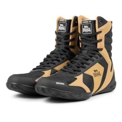 Abbildung von Lonsdale Unisex HESKIN Boxschuhe, Schwarz Gold Weiß, 45 EU