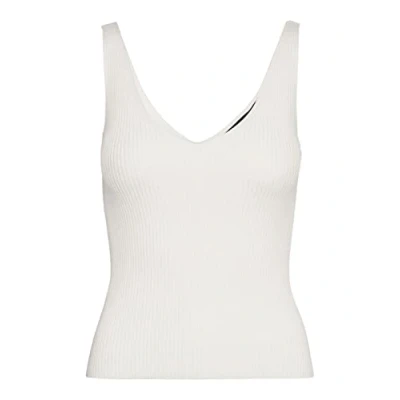 Abbildung von VERO MODA Damen Geripptes Struktur Top Einfarbiges V Ausschnitt Sleeveless Oberteil Ärmellos VMGLORY, Farben:Weiß, Größe:L