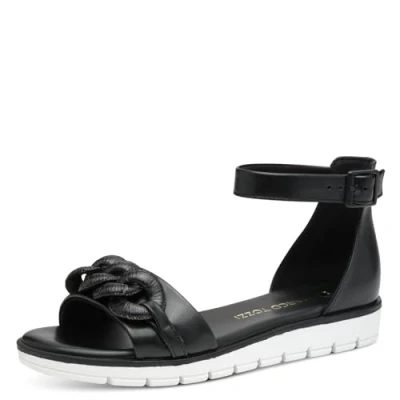 Abbildung von MARCO TOZZI Riemchensandale, Keilabsatz, Sommerschuh, Sandalette, mit Zierkette Ton in
