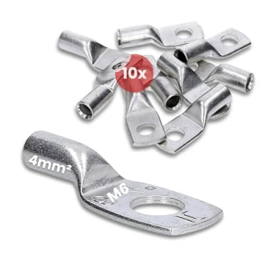 Abbildung von 10 Stück Kalitec HR4 6 Handelsübliche Rohrkabelschuhe 4mm² M6 I ohne Sichtloch Made in Germany