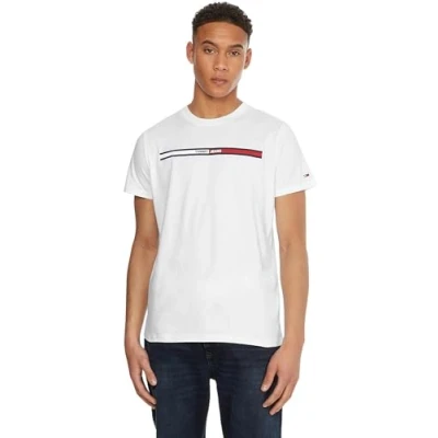 Abbildung von Tommy Jeans Essential FLAG TEE Tshirt print, Herren, Größe: 46, White