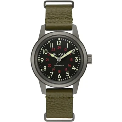Abbildung von Bulova Unisex Analog Automatisch Uhr mit Echtes Leder Armband 98A255
