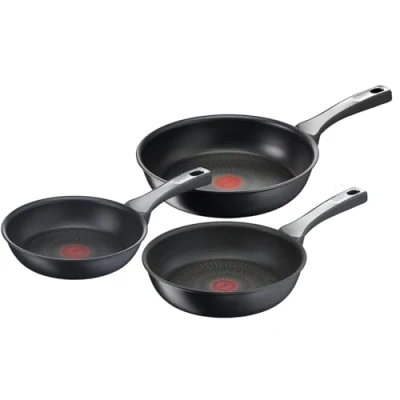 Abbildung von Tefal G25991 Unlimited On Pfannenset 3 teilig mit kratzfester Titanium Antihaft Beschichtung Thermo Signal PFOA frei geeignet für Herdarten Induktionsherde 20 cm, 24 28 cm