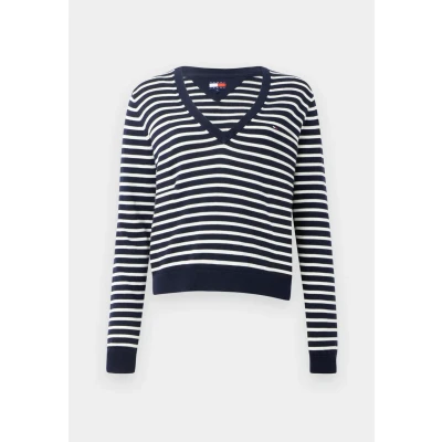 Abbildung von Tommy Jeans V Ausschnitt Pullover »TJW ESSENTIAL VNECK SWEATER EXT«, mit Logostickerei
