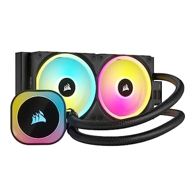 Abbildung von Corsair iCUE LINK H100i RGB Flüssig CPU Kühler 240mm AIO QX120 Lüfter Passend Für Intel® LGA 1700, AMD® AM5 System Hub Enthalten Schwarz
