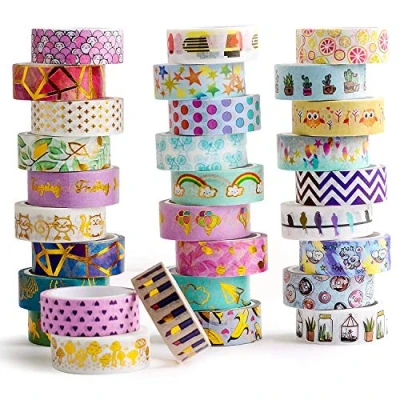 Abbildung von IEEDYYE 30 Rolls Washi Tape Set, Folie Gold Masking Tapes, 15 MM Breite DIY Papier Tape,dekoratives Klebeband zum Basteln, verschönern Bullet Journals, Planner