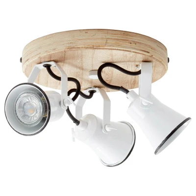 Abbildung von Brilliant Deckenspots »Seed«, 3 flammig, Leuchtmittel GU10 ohne Leuchtmittel, Ã˜ 28 cm, x GU10, schwenkbar, Metall/Holz, weiß/holz hell