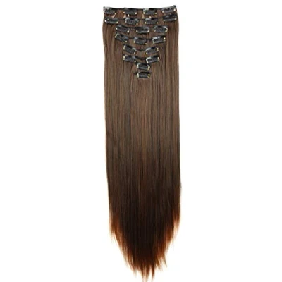 Abbildung von CAISHA XXL 60cm 8 Teile Set CLIP IN EXTENSIONS Haarverlängerung Haarteil Glatt Braun Mix CES12