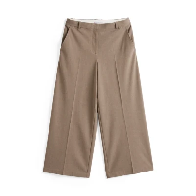 Abbildung von Tommy Hilfiger Stretch WIDE LEG CROP PANT Stoffhose, Damen, Größe: 40, Tundra brown