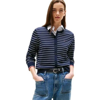 Abbildung von Tommy Hilfiger Cardigan »CO JERSEY STITCH CARDIGAN«, mit Logostickerei