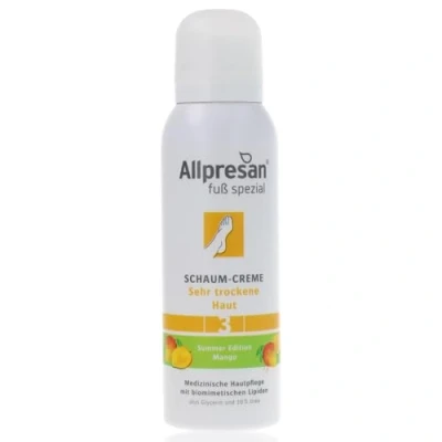 Abbildung von Allpresan Fuß spezial Nr. 3 Schaum Creme mit Mango Duft Fußcreme für sehr trockene Haut Zur täglichen Fußpflege trockener Füße 125 ml