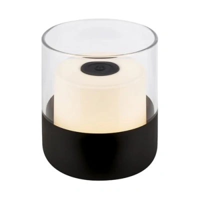 Abbildung von BRILONER Mini LED Tischlampe Kabellos mit Glas, Dimmbare Nachttischlampe Touch, Schreibtischlampe, Leselampe, Tischleuchte Outdoor &amp; Indoor, Camping Lampe, Warmweißes Licht, 9x10 cm, schwarz