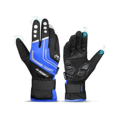 Abbildung von INBIKE Winterhandschuhe Fahrrad MTB Handschuhe Herren Damen Winter Touchscreen Fahrradhandschuhe Beheizbar für Radsport Road Race Downhill Wandern Blau L