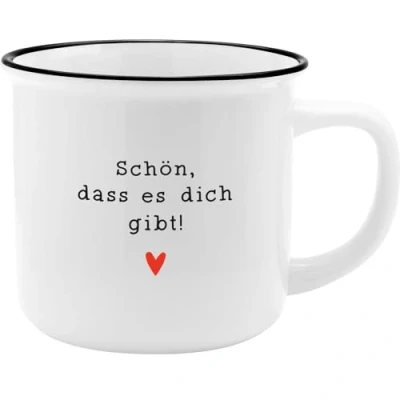 Abbildung von GRUSS &amp; CO Becher mit Motiv &quot;Gibt&quot; New Bone China Porzellan, Emaille Optik, 35 cl Geschenk Liebe, Frühstück 73915