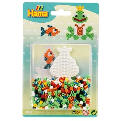 Abbildung von Hama Perlen 4187 Kleines Set Frosch mit ca. 350 bunten Midi Bügelperlen Durchmesser 5 mm, Stiftplatte, inkl. Bügelpapier, kreativer Bastelspaß für Groß und Klein