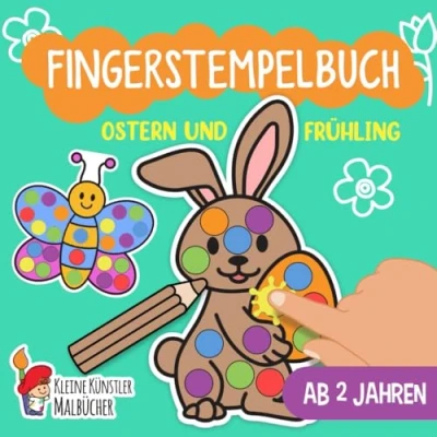 Abbildung von Fingerstempelbuch Ab 2 Jahren: Ostern und Frühling Fingerstempeln, Malen Basteln! Das große Fingerstempel Buch für Kinder Bastelbuch Jungen Mädchen Fingerfarben Stempelbuch