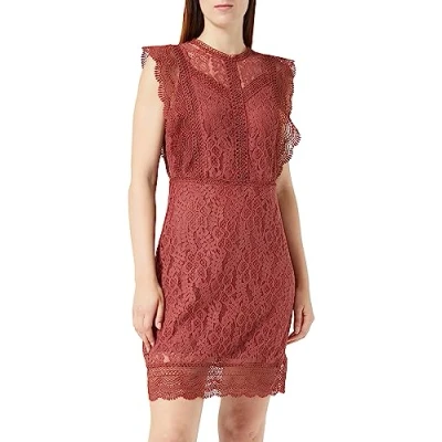 Abbildung von ONLY Damen Onlnew Karo Sl Lace Above Knee Dresswvn, Apple Butter, XS