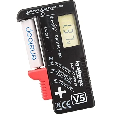 Abbildung von kraftmax Batterietester V5 Akku Batterie Tester in der neusten Version AA/AAA/C/D/Micro/MignonTestgerät inkl. 9V Test