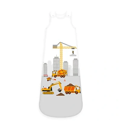 Abbildung von Herding Baby Best Schlafsack, Baustelle, 110 cm, Seitlich umlaufender Reißverschluss und Druckknöpfe, Weiß