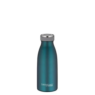 Abbildung von THERMOcafé by THERMOS TC BOTTLE teal mat 0,35l, Isolierflasche aus Edelstahl, kohlensäurefest, 12h heiß 24h kalt, Auslaufsicher, für Schule, Unterwegs &amp; Büro